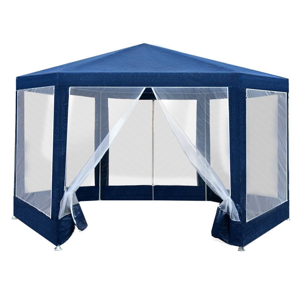 Instahut Gazebo?2x2m Marquee Wedding Party Tent Outdoor Camping Mesh Wall Canopy Shade Gazebos Navy - VogueDecor.au