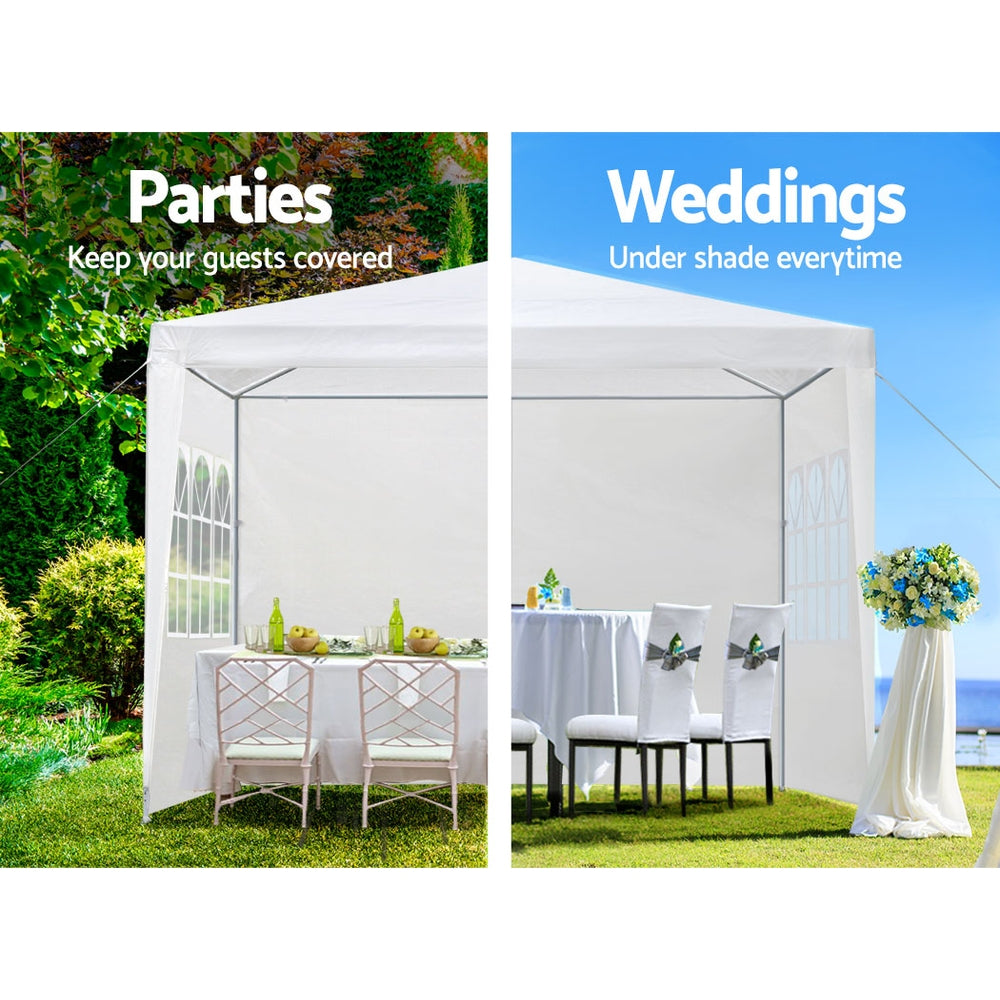 Instahut Gazebo 3x3m Marquee Wedding Party Tent Outdoor Camping Side Wall Canopy Window Panel White - VogueDecor.au
