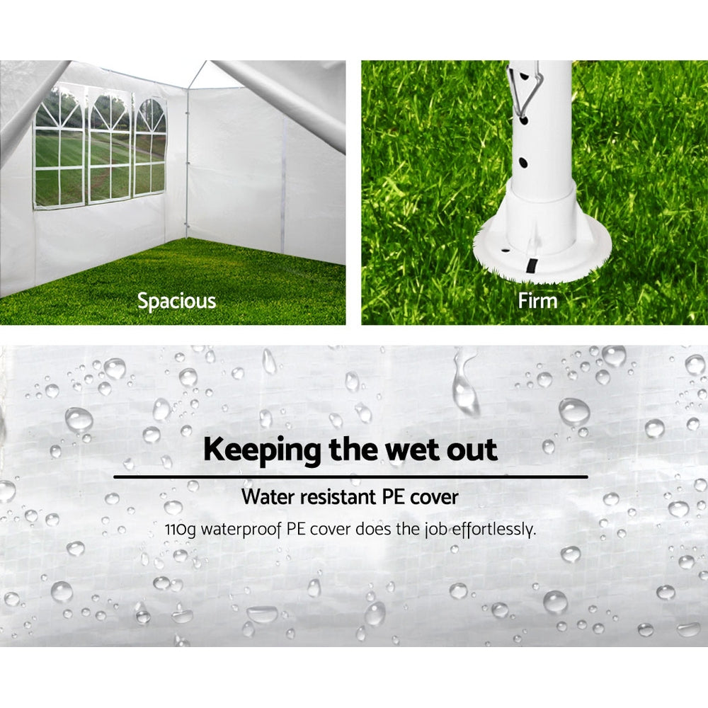 Instahut Gazebo 3x3m Marquee Wedding Party Tent Outdoor Camping Side Wall Canopy Window Panel White - VogueDecor.au