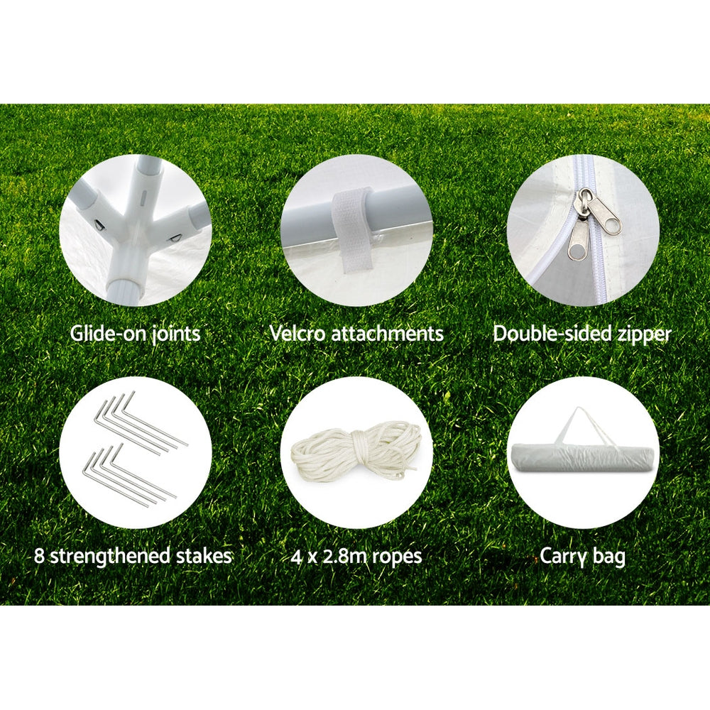 Instahut Gazebo 3x3m Marquee Wedding Party Tent Outdoor Camping Side Wall Canopy Window Panel White - VogueDecor.au