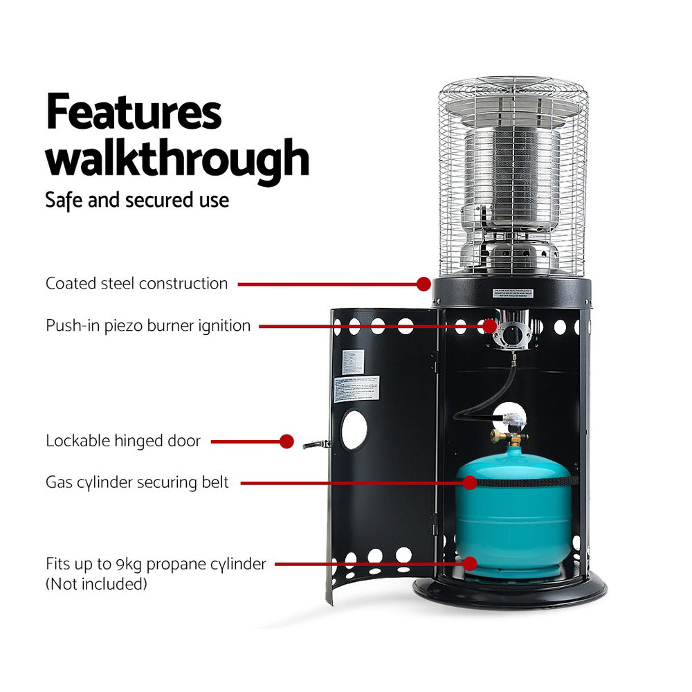 Devanti Outdoor Gas Patio Heater Black - VogueDecor.au