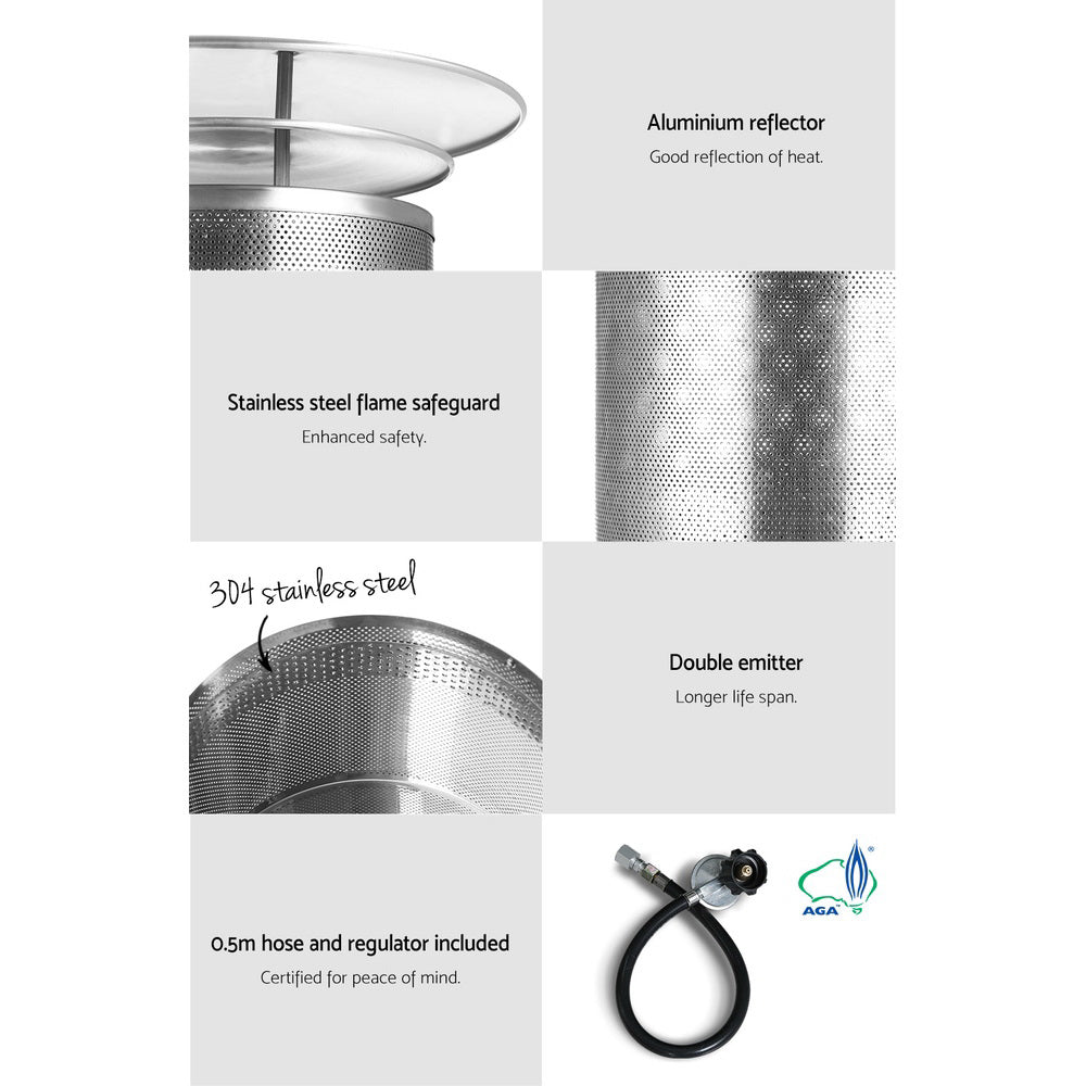 Devanti Outdoor Gas Patio Heater Black - VogueDecor.au