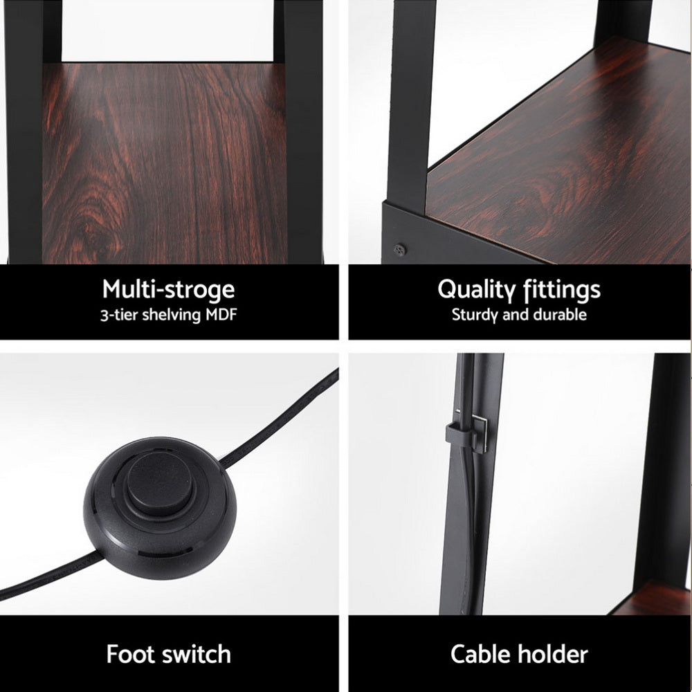 Artiss Floor Lamp 3 Tier Shelf Storage LED Light Stand Home Room Vintage White - VogueDecor.au