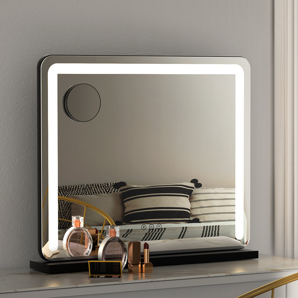 Embellir Makeup Mirror 60x50cm Hollywood Vanity with LED Light Tabletop Black - VogueDecor.au