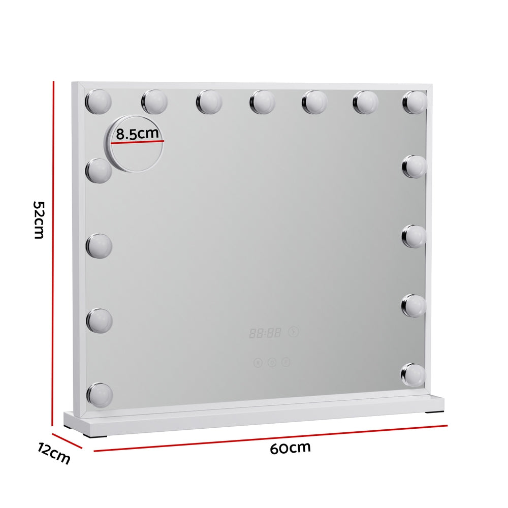 Embellir Makeup Mirror 60x52cm Hollywood Vanity with LED Light Tabletop White - VogueDecor.au