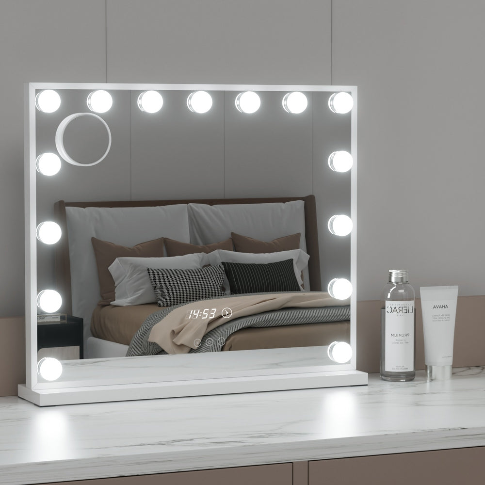 Embellir Makeup Mirror 60x52cm Hollywood Vanity with LED Light Tabletop White - VogueDecor.au