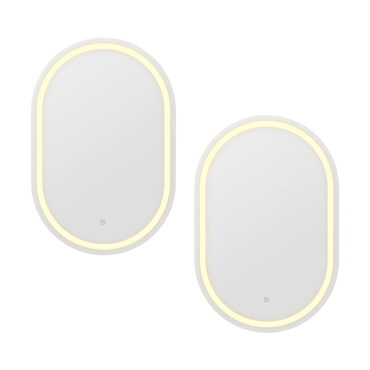Embellir 2 LED Wall Mirror With Light 50X75CM Bathroom Decor Oval Mirrors Vanity - VogueDecor.au