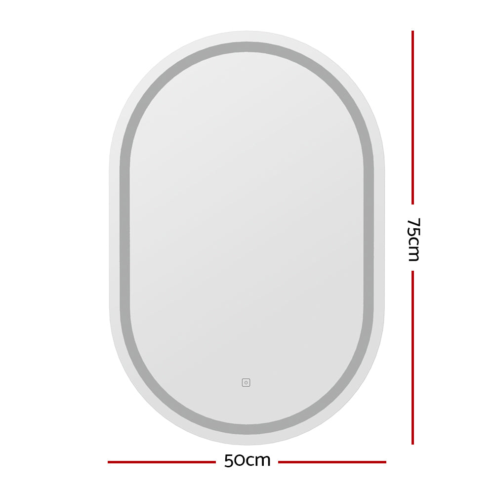 Embellir 2 LED Wall Mirror With Light 50X75CM Bathroom Decor Oval Mirrors Vanity - VogueDecor.au
