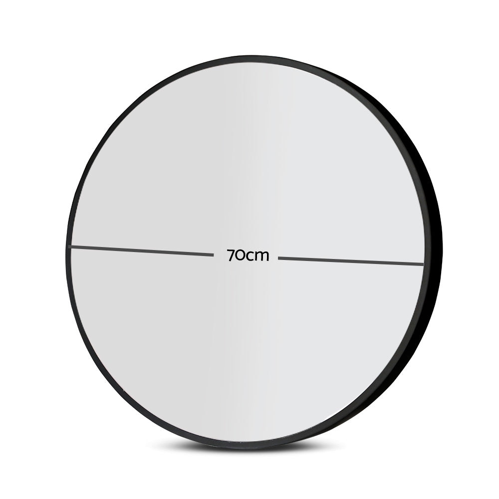 Embellir 2 Wall Mirror Makeup 70cm Home Decor Framed Mirrors Bathroom Round Black - VogueDecor.au