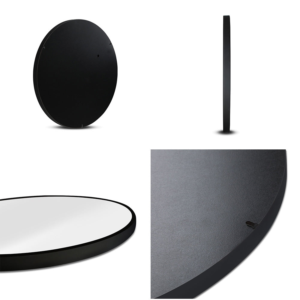 Embellir 2 Wall Mirror Makeup 70cm Home Decor Framed Mirrors Bathroom Round Black - VogueDecor.au