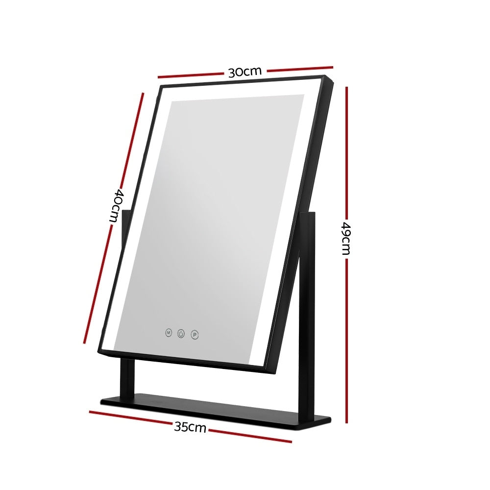 Embellir Makeup Mirror 30x40cm Hollywood Vanity with LED Light Rotation Black - VogueDecor.au