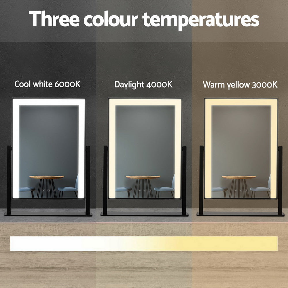 Embellir Makeup Mirror 30x40cm Hollywood Vanity with LED Light Rotation Black - VogueDecor.au