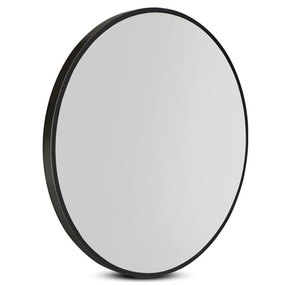 Embellir Wall Mirror Makeup 90cm Home Decor Framed Mirrors Bathroom Round Black - VogueDecor.au