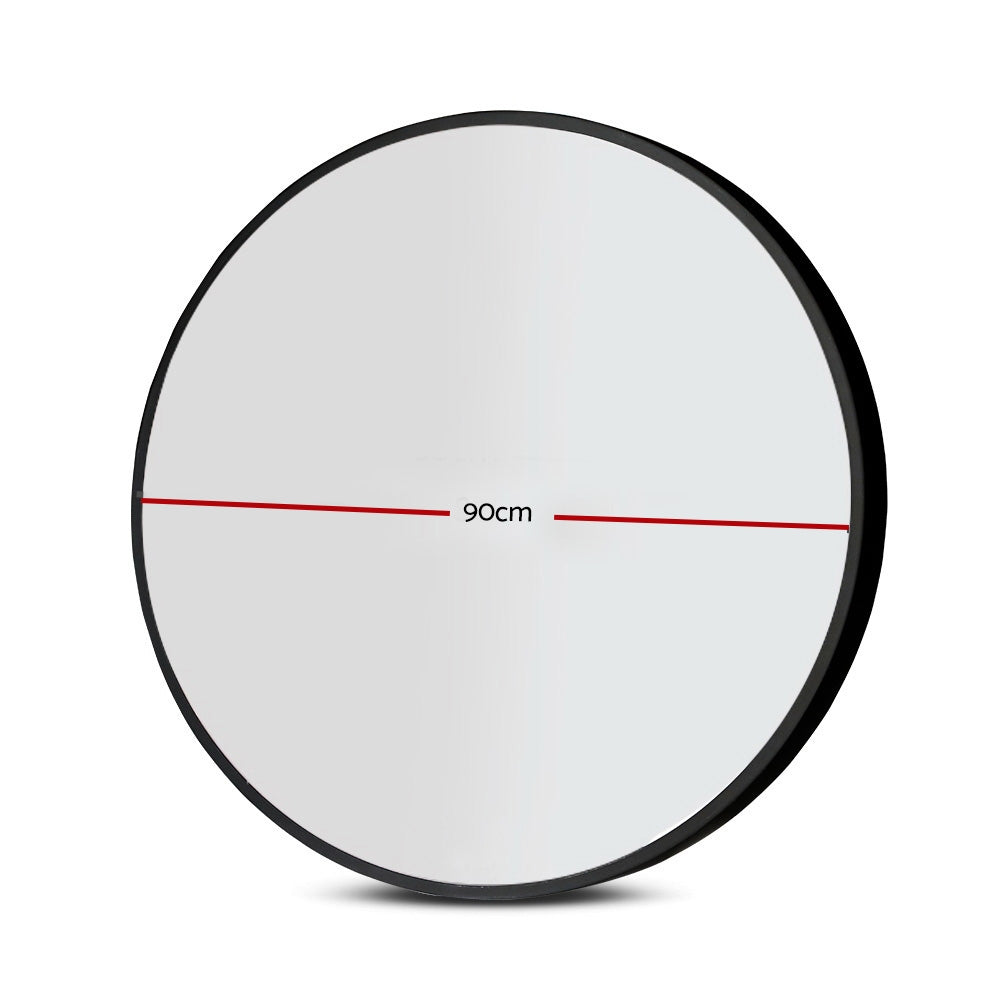 Embellir Wall Mirror Makeup 90cm Home Decor Framed Mirrors Bathroom Round Black - VogueDecor.au