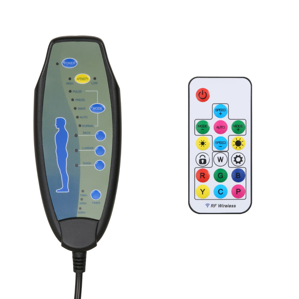 Artiss 6 Point Massage Gaming Office Chair 7 LED Footrest Black - VogueDecor.au