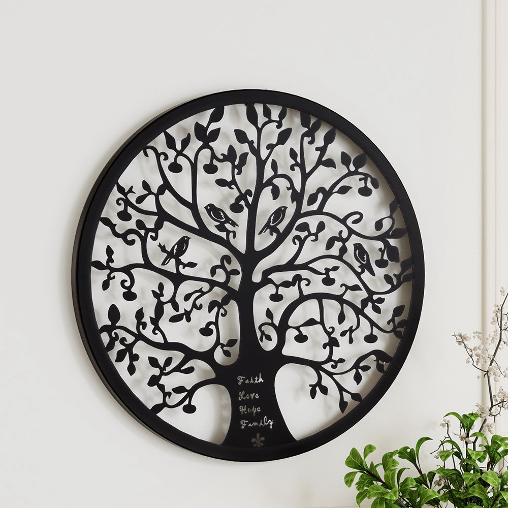 Artiss Metal Wall Art Hanging Sculpture Home Decor Leaf Tree of Life Round Frame - VogueDecor.au