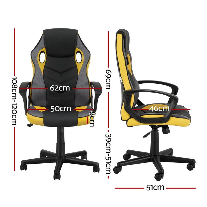 Artiss Gaming Office Chair Computer Executive Racing Chairs High Back Yellow