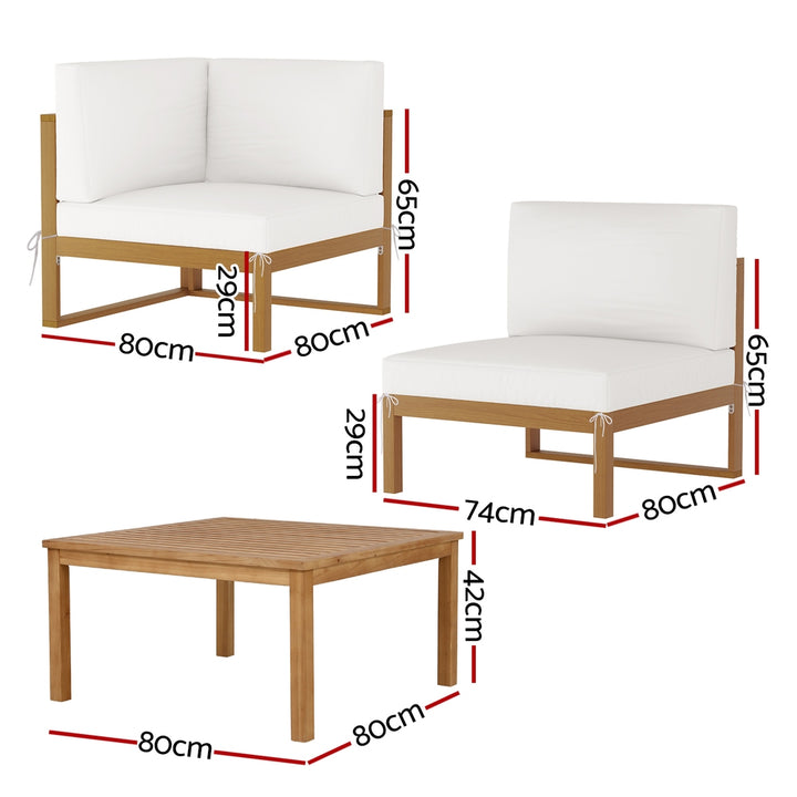 Gardeon 4-Seater Outdoor Sofa Set Wooden Lounge Setting 5PCS - VogueDecor.au
