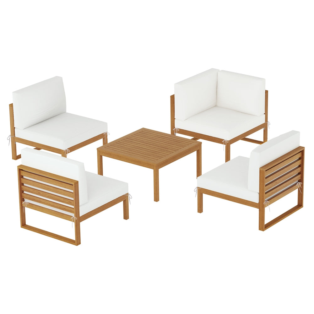 Gardeon 4-Seater Outdoor Sofa Set Wooden Lounge Setting 5PCS - VogueDecor.au