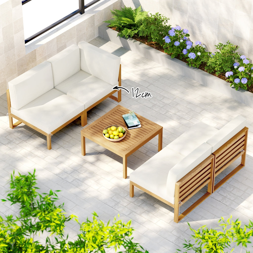 Gardeon 4-Seater Outdoor Sofa Set Wooden Lounge Setting 5PCS - VogueDecor.au