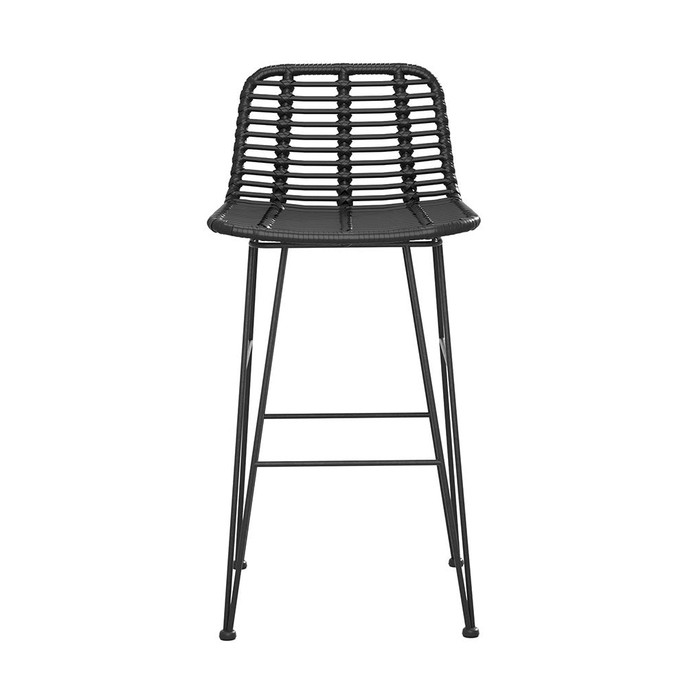 Gardeon 2x Outdoor Bar Stools Rattan Black - VogueDecor.au