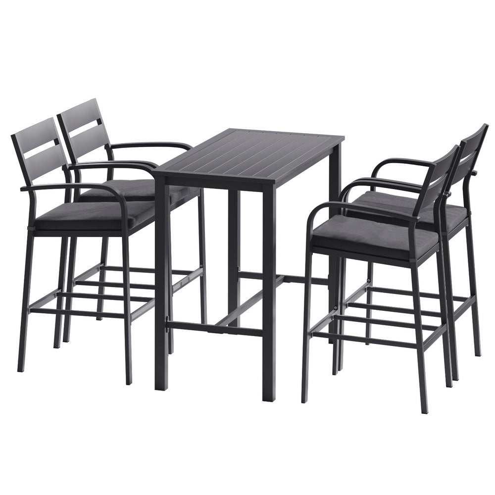 Gardeon Outdoor Bar Set 5-Piece Patio Dining Chairs Aluminium Table Stools - VogueDecor.au