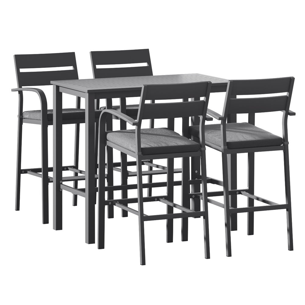 Gardeon Outdoor Bar Set 5-Piece Patio Dining Chairs Aluminium Table Stools - VogueDecor.au