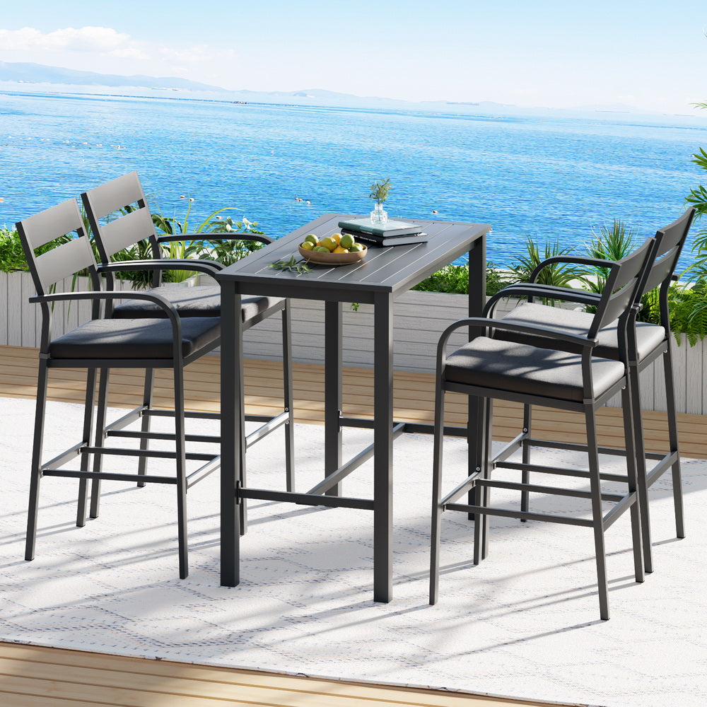 Gardeon Outdoor Bar Set 5-Piece Patio Dining Chairs Aluminium Table Stools - VogueDecor.au