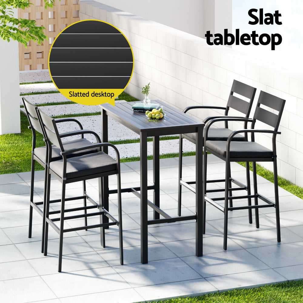Gardeon Outdoor Bar Set 5-Piece Patio Dining Chairs Aluminium Table Stools - VogueDecor.au
