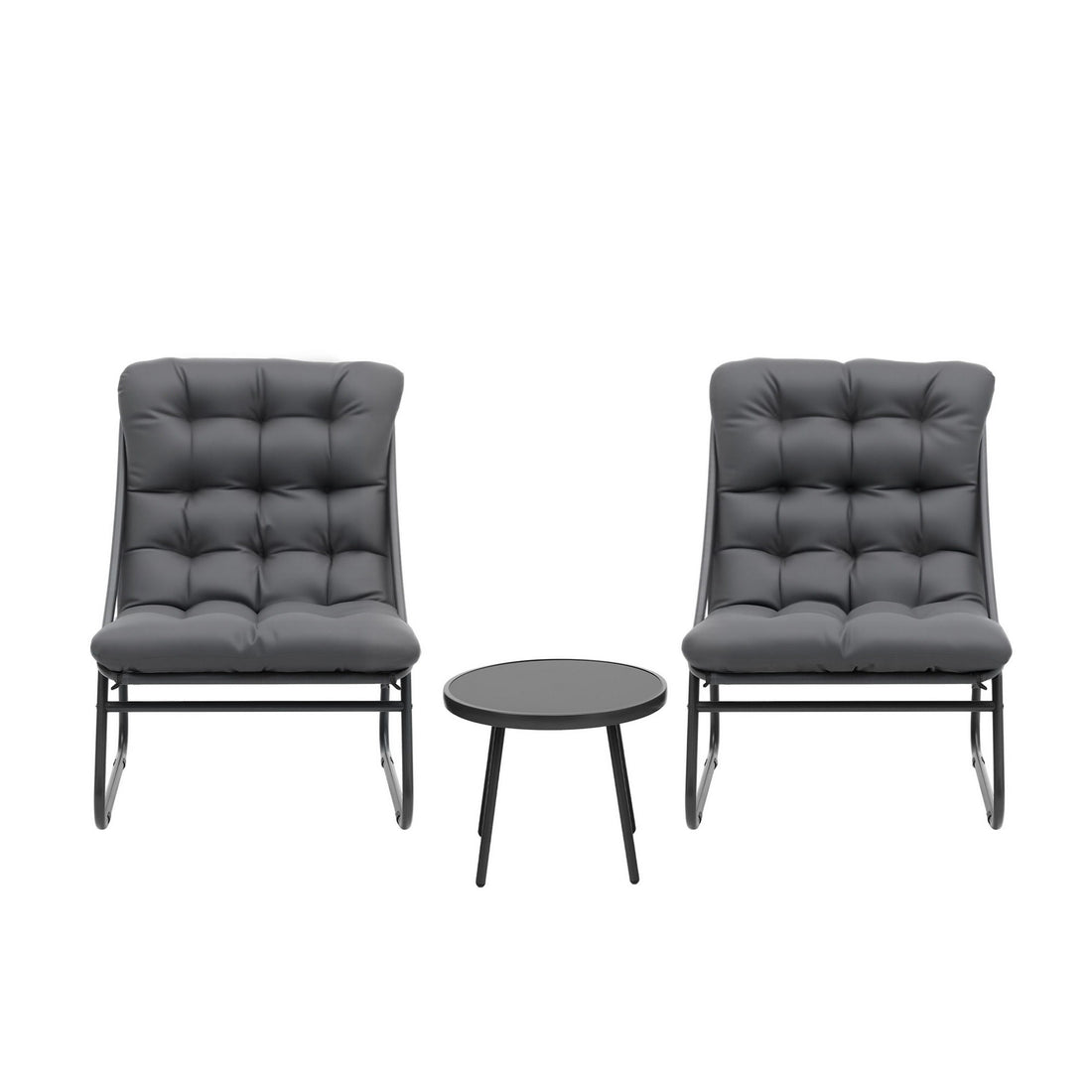 Gardeon 3PC Outdoor Bistro Set Patio Furniture Table and Chairs Steel Dining Chair