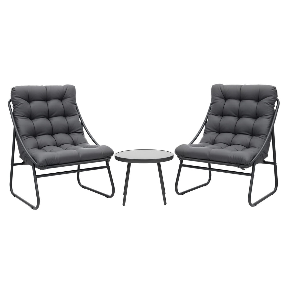 Gardeon 3PC Outdoor Bistro Set Patio Furniture Table and Chairs Steel Dining Chair