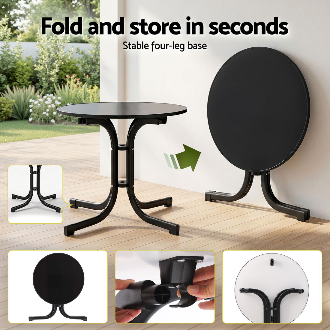 Gardeon 5PCS Outdoor Dining Set Table and Chairs Patio Furniture Garden Diamond Black