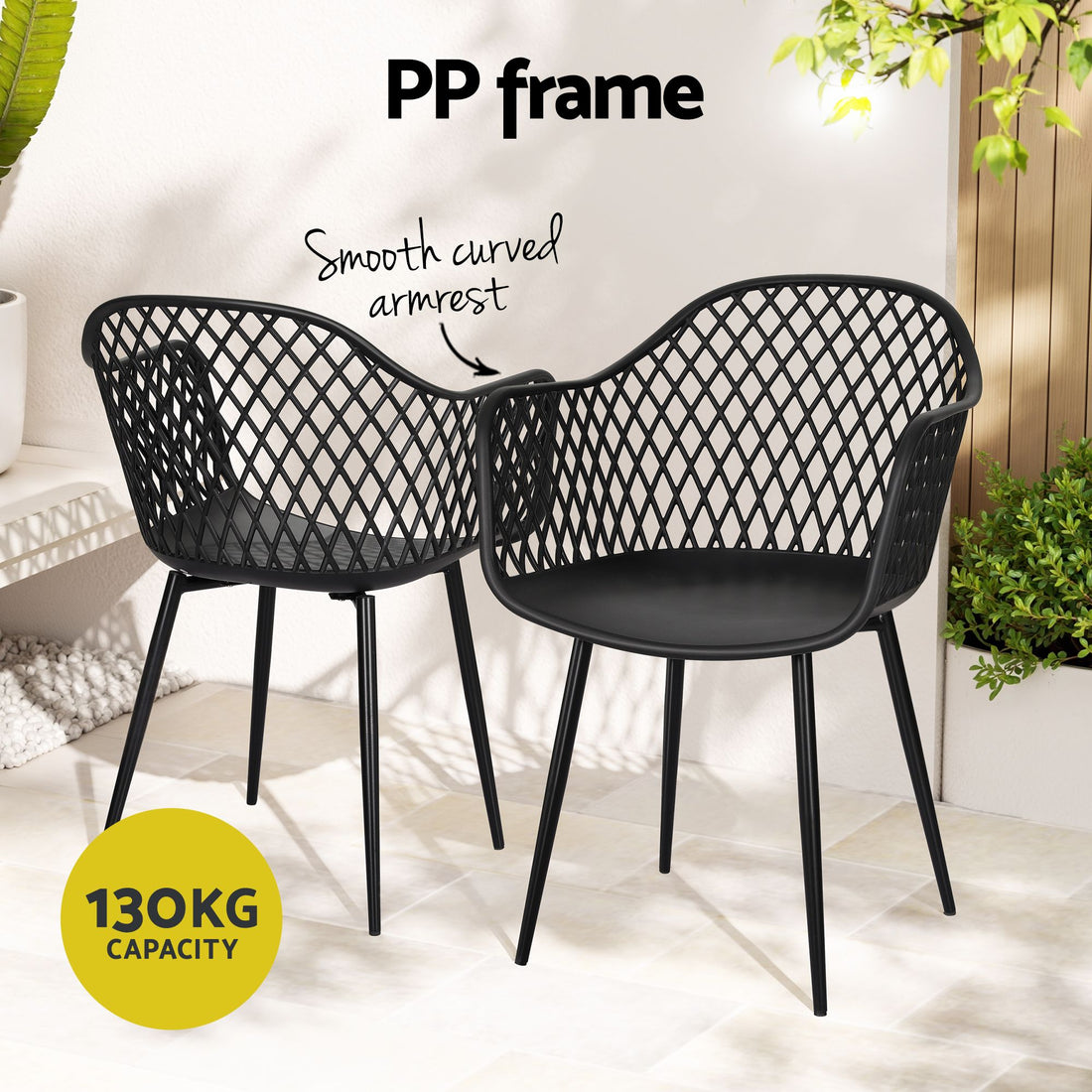 Gardeon 5PCS Outdoor Dining Set Table and Chairs Patio Furniture Garden Diamond Black