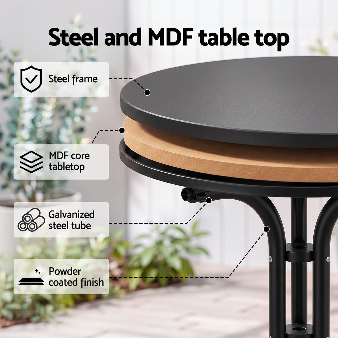 Gardeon 5PCS Outdoor Dining Set Table and Chairs Patio Furniture Garden Diamond Black