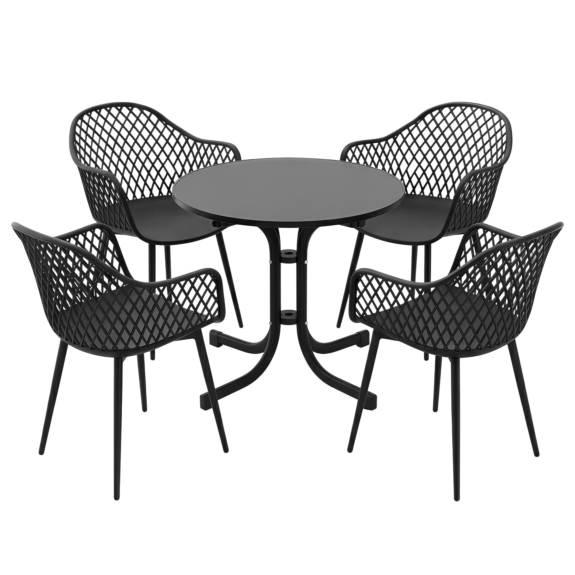 Gardeon 5PCS Outdoor Dining Set Table and Chairs Patio Furniture Garden Diamond Black