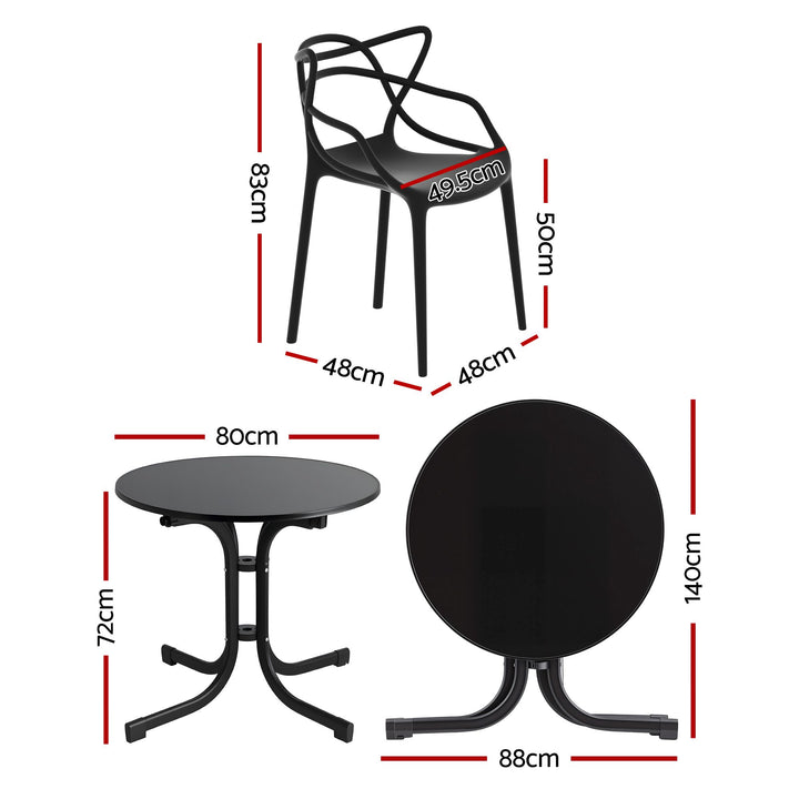 Gardeon 5PCS Outdoor Dining Set Table and Chairs Garden Patio Furniture Entwine Black