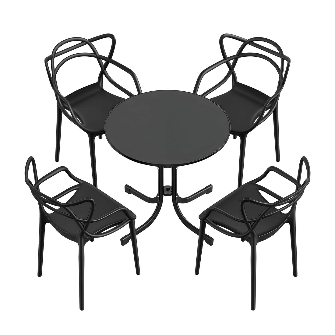 Gardeon 5PCS Outdoor Dining Set Table and Chairs Garden Patio Furniture Entwine Black