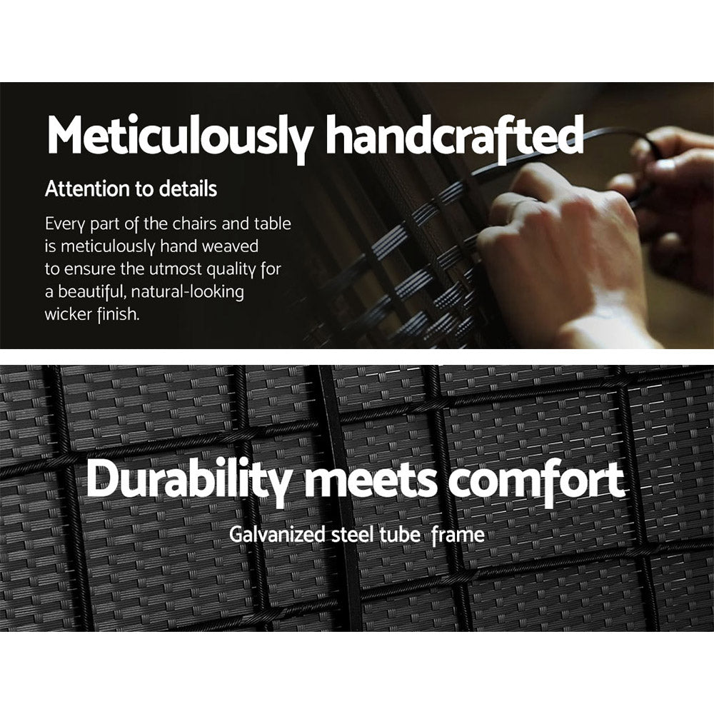 Gardeon 4 Seater Outdoor Sofa Set Wicker Setting Table Chair Furniture Black - VogueDecor.au