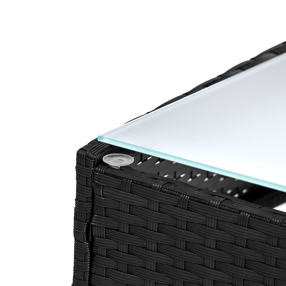 Gardeon 4 Seater Outdoor Sofa Set Wicker Setting Table Chair Furniture Black - VogueDecor.au