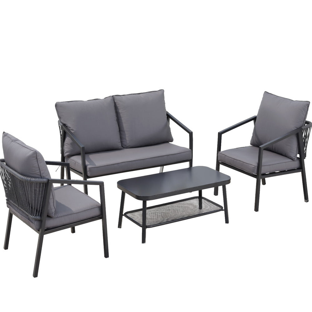 Gardeon 4 Seater Outdoor Sofa Set 4PCS Table Chair Setting Patio Furniture - VogueDecor.au