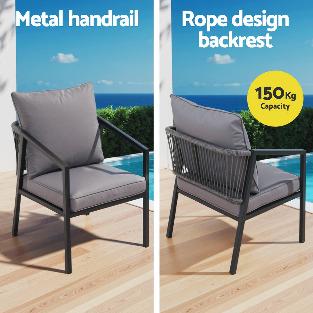 Gardeon 4 Seater Outdoor Sofa Set 4PCS Table Chair Setting Patio Furniture - VogueDecor.au