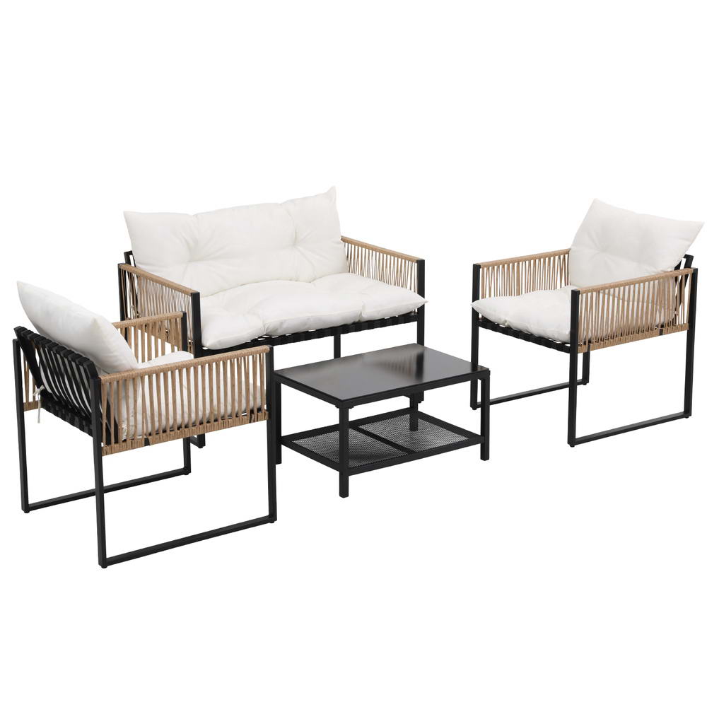 Gardeon 4 Seater Outdoor Sofa Set 4PCS Table Chair Set Garden Patio Furniture - VogueDecor.au