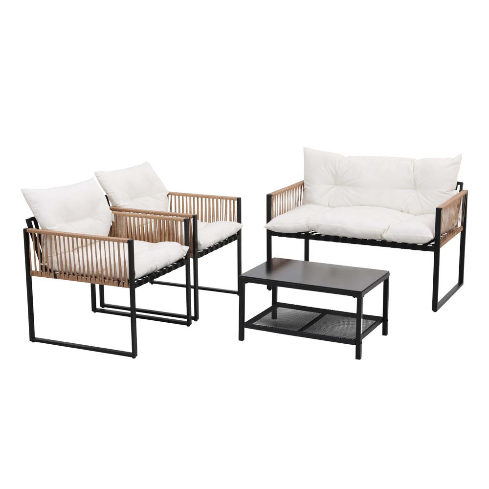 Gardeon 4 Seater Outdoor Sofa Set 4PCS Table Chair Set Garden Patio Furniture - VogueDecor.au