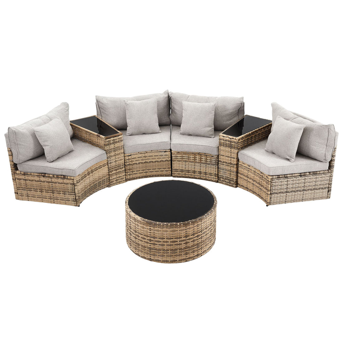 Gardeon 4 Seater Outdoor Sofa Set 7PCS Table Chair Brown Rattan Patio Furniture