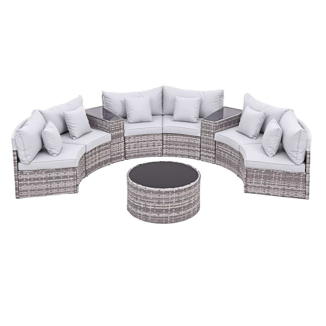 Gardeon 6 Seater Outdoor Sofa Set 9PCS Table Chair Set Garden Rattan Patio Furniture