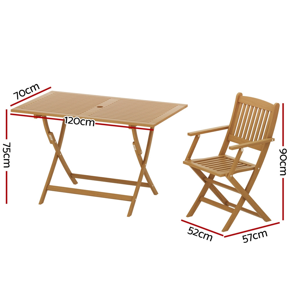 Gardeon Outdoor Dining Set 7 Piece Wooden Table Chairs Setting Foldable - VogueDecor.au