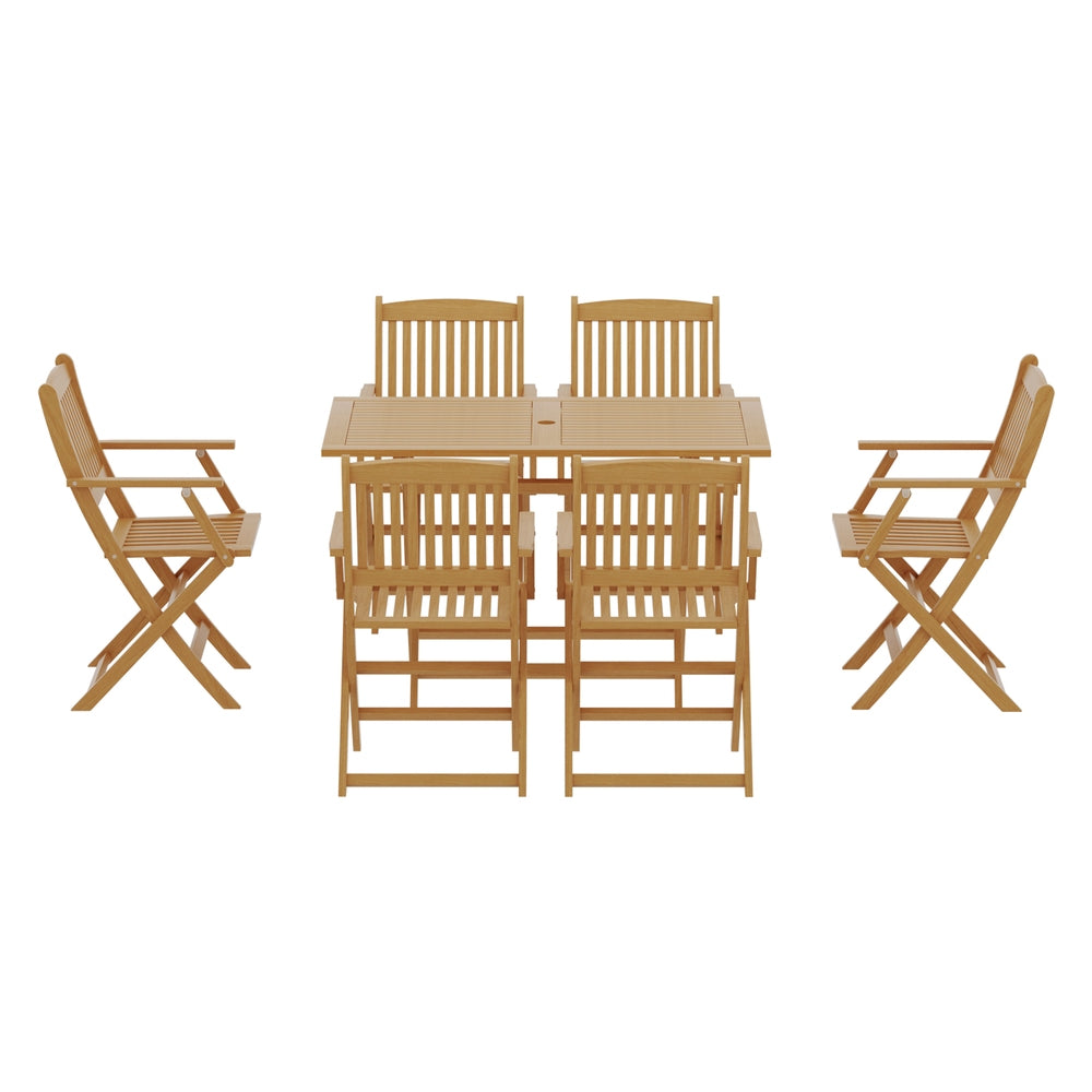 Gardeon Outdoor Dining Set 7 Piece Wooden Table Chairs Setting Foldable - VogueDecor.au