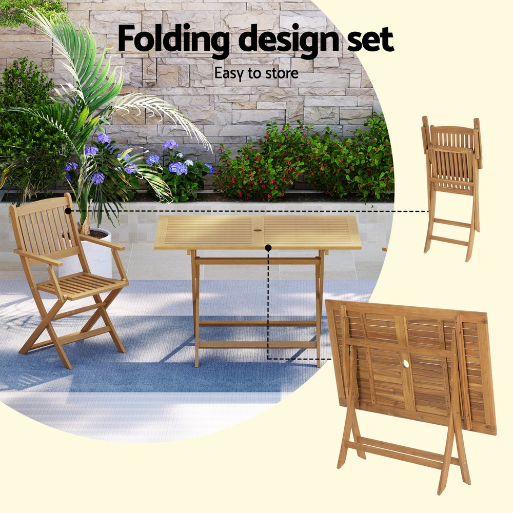 Gardeon Outdoor Dining Set 7 Piece Wooden Table Chairs Setting Foldable - VogueDecor.au