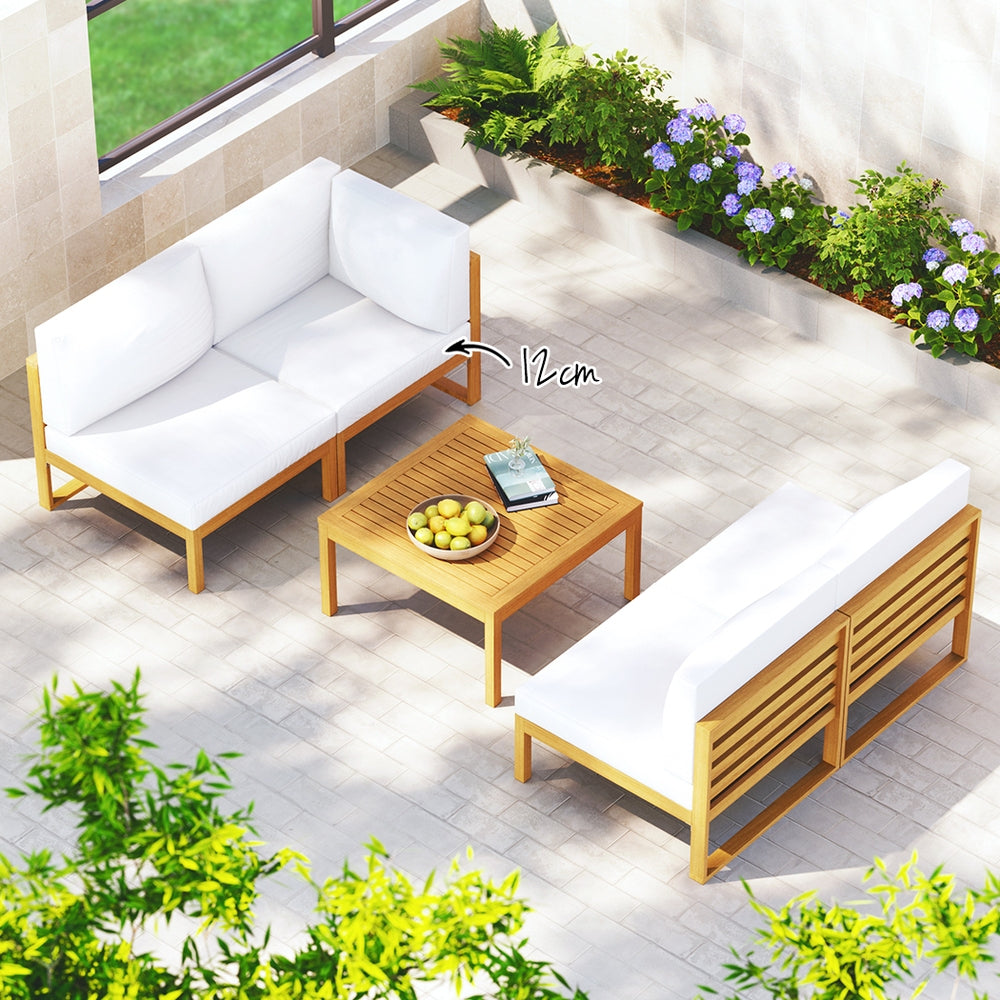 Gardeon 4-Seater Outdoor Sofa Set Wooden Lounge Setting 5PCS - VogueDecor.au