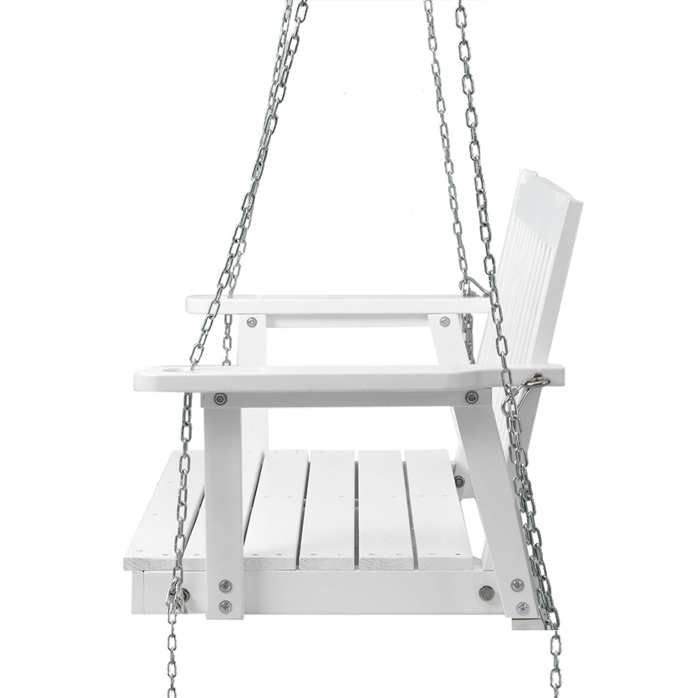Gardeon Porch Swing Chair with Chain Garden Chair Outdoor Furniture Wooden White - VogueDecor.au